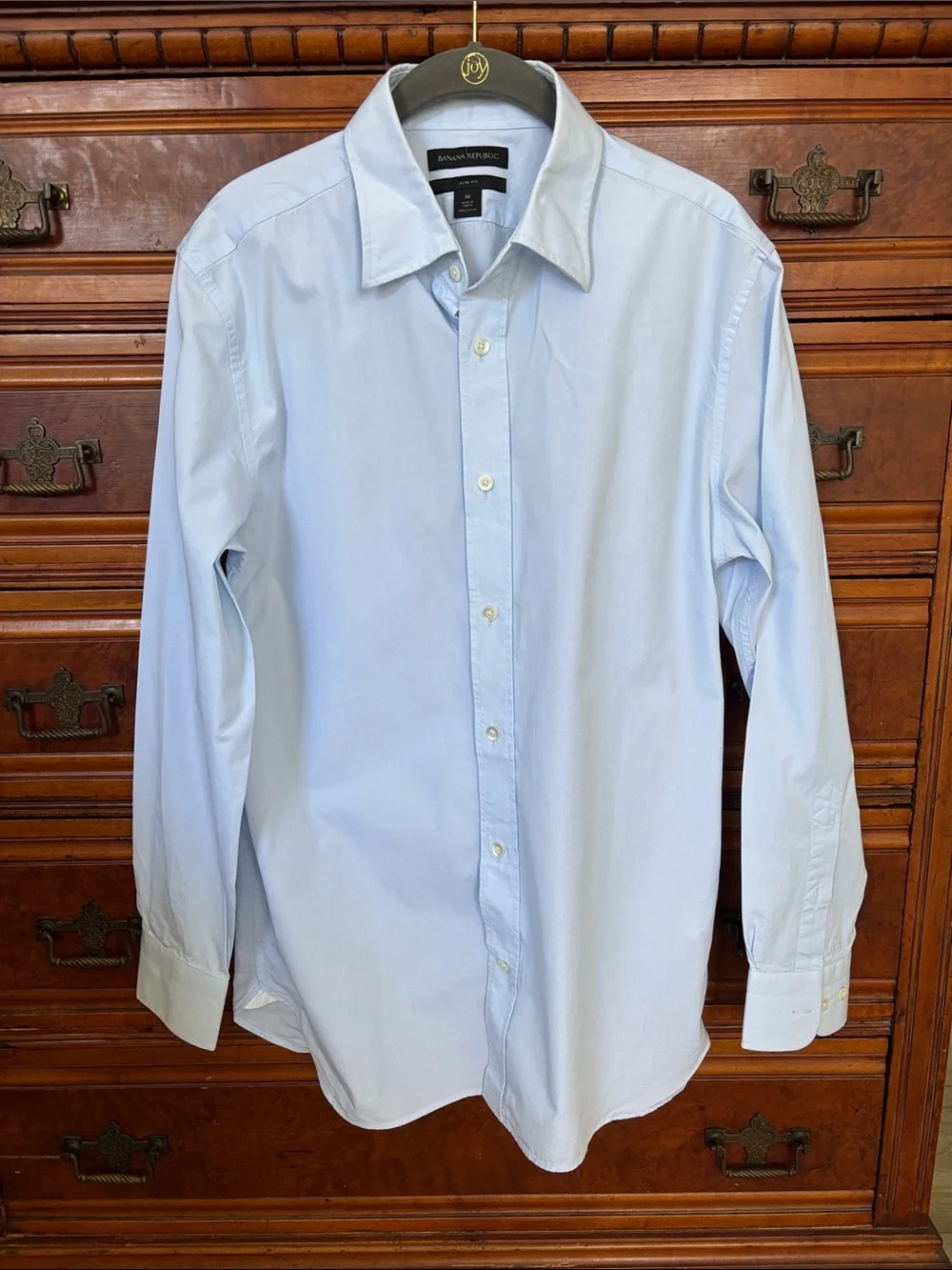 Banana Republic Slim Fit Cotton Poplin Button Front Shirt SZ M Country Blue